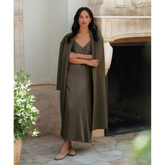 Jenni Kayne Charlotte Ballet Flat in Khaki Brown Leather Size 38 (8 Equivalent) - Picture 1 of 14